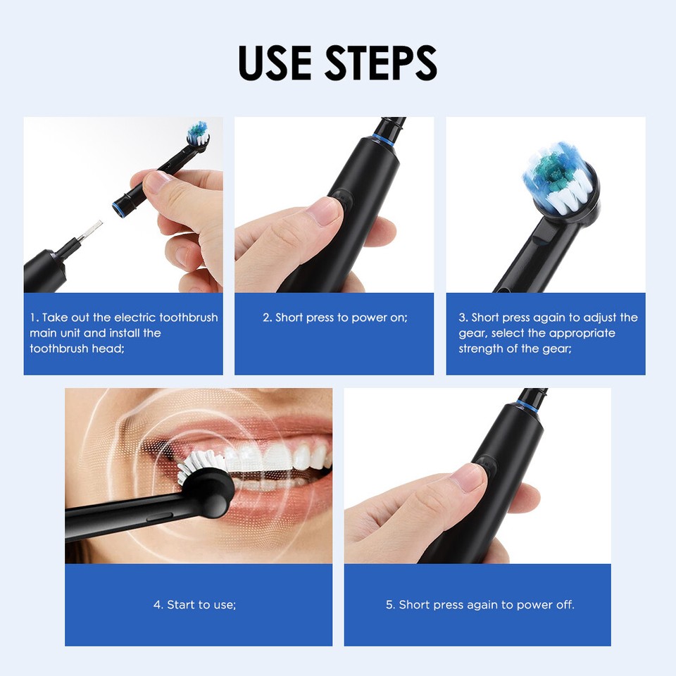 Pro Rotating Electric Toothbrush Rechargeable With 4 Brush Heads 5 ...