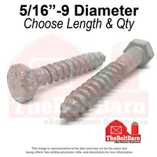 5/16"-9 Hex Lag Screws A307 Grade A Galvanized (Choose Length & Qty)