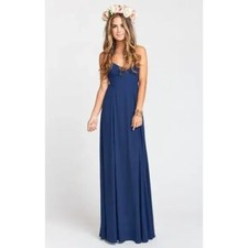 Show Me Your Mumu SIze XXS Godshaw Goddess Gown Strappy Back Rich Navy Crisp