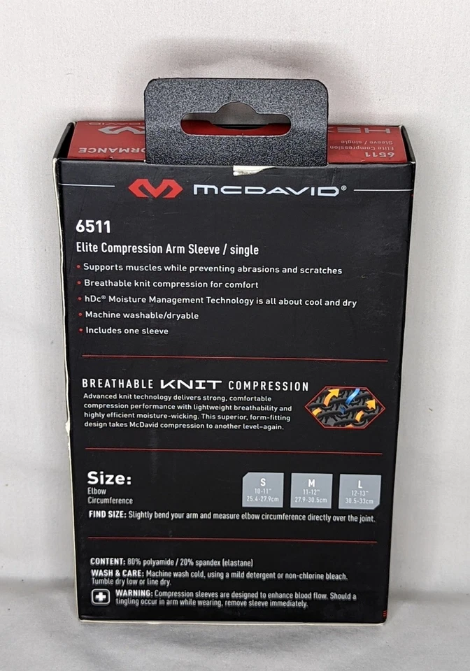 Mcdavid Arm Sleeve 6511 Elite Compression Unisex Arm Sleeve Single, White, Small - Image 2 of 2