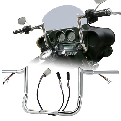 10'' Street Electra Glide Prewired Ape Hanger 1.25'' Handlebar for Harley 08-13