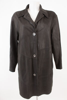 CHRIST Damen Mantel Ledermantel XL Echtes Leder Anthrazitgrau