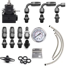Universal Adjustable EFI Fuel Pressure Regulator Kit with 0-100psi Gauge AN6-6AN