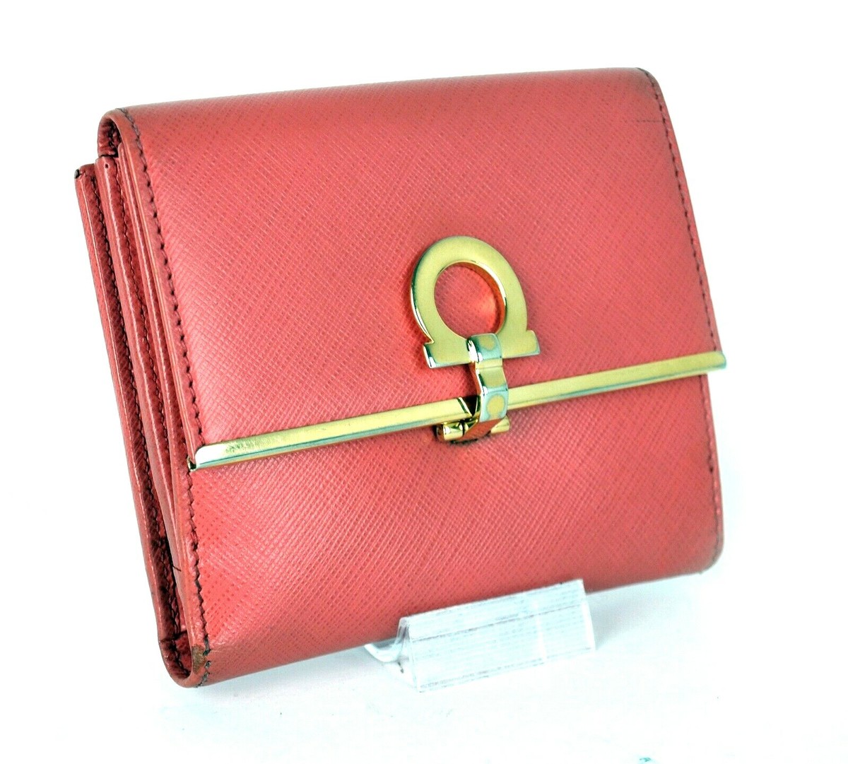 Salvatore Ferragamo Ganchini Saffiano Leather Pink Mini Wallet