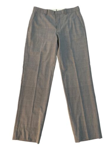 Brooks Brothers Mens size 31 Gray Grid Fitzgerald Wool Dress Pants Straight Leg - Afbeelding 1 van 10