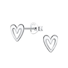 Heart Stud Earrings - 925 Sterling Silver