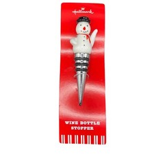 Hallmark Glass And Metal Snowman Wine Bottle Stopper Christmas Holiday