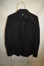 DSQUARED2 Designer Black Beaded Bib Snap Shir...
