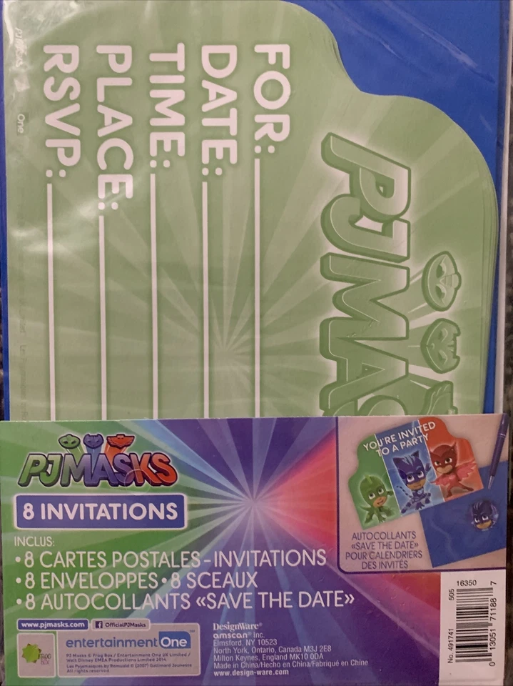 PJ MASCARAS INVITACIONES (8) Suministros de Fiesta de Cumpleaños Papelería Tarjetas Notas Disney. Foto 3 de 3