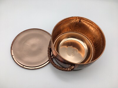 Vintage Fricke & Nacke Copper Tin With Hammered Lid & Swing Handle