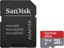 SanDisk Standard 16GB microSDHC Memory Card with adapter