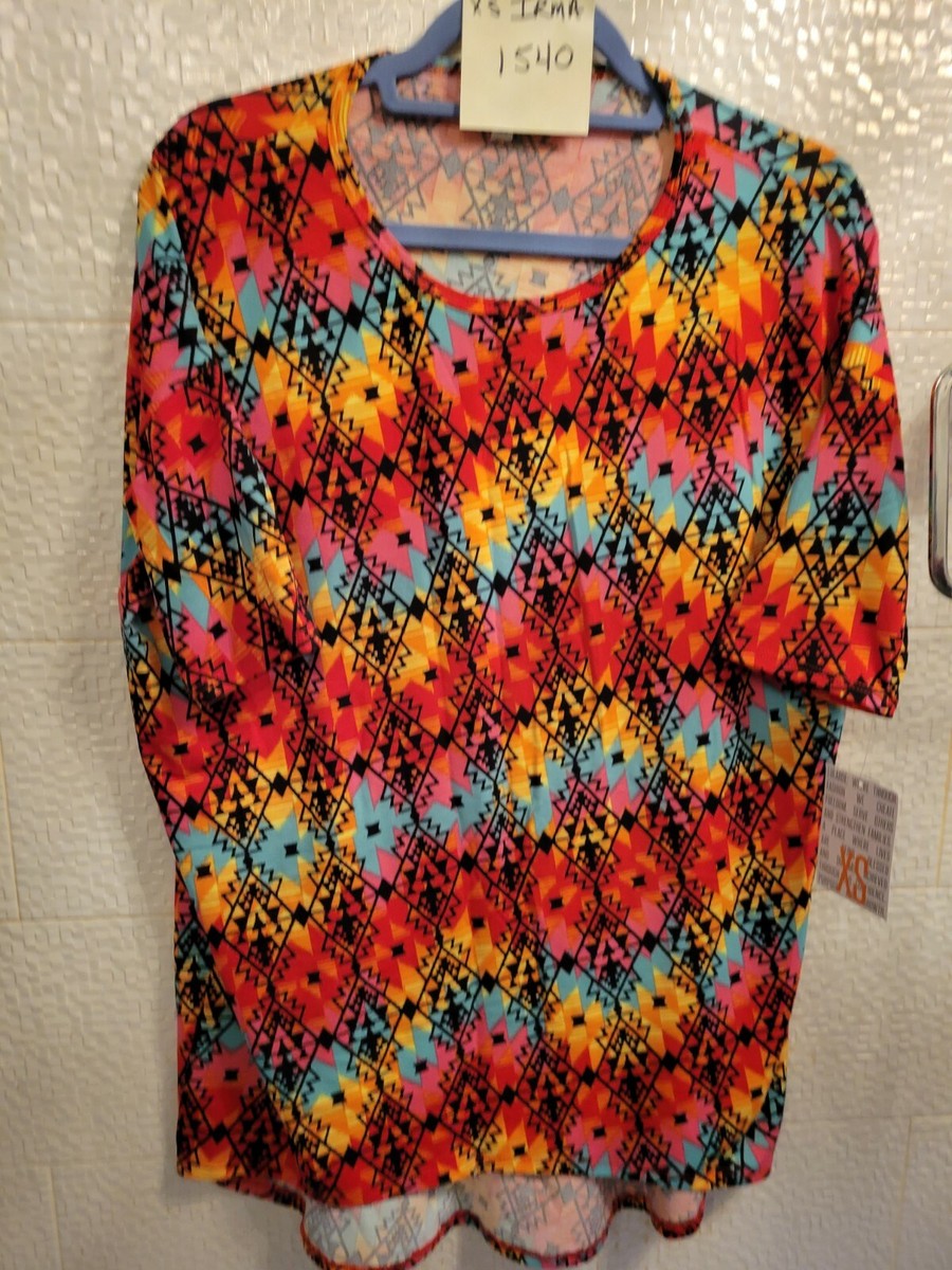 Tunique LuLaRoe Irma Taille XS Multicolore - Manches Courtes, Encolure Dégagée - NEUVE AVEC ÉTIQUETTE