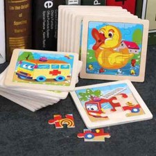 9-Pieces Wooden Puzzle set of 4 Cartoon Animal Car Wooden Puzzle 2 5 Years Old