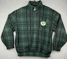 VINTAGE 90's Green Bay Packers 1/4 Zip Logo Athletic Fleece NFL Jacket Large