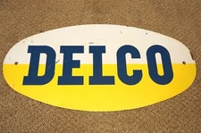 Original 50's Delco 15.75x8 Sign Gas Service Station Dealership Dealer AC GM OK