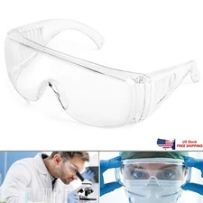 Safety Goggles Over Glasses Lab Work Eye Protective Eyewear Clean Lens US STOCK