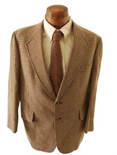 VTG HART, SCHAFFNER, MARX Houndstooth Sport Coat Jacket Size 44 Regular USA
