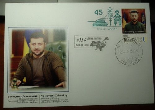 Ucrania 2023 presidente de Ucrania Volodymyr Zelenskyy sobre postal - Imagen 2 de 4