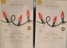 2 Boxes Wondershop 60ct LED C6 String Lights Red Faceted Holiday Valentine July