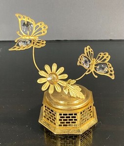 Austrian Crystal 24k Gold-Plate Butterfly Millennium "Music Box Dancer" Trinket