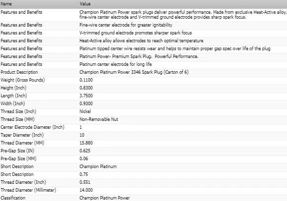 Juego de 4 bujías Champion Platinum para Pontiac Vibe 2003-2008 L4-1,8 L Foto 4 de 4
