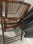 VTG Folding Chair Brown Bamboo Tortoise Rattan Boho Tiki Vintage Coastal — photo 3