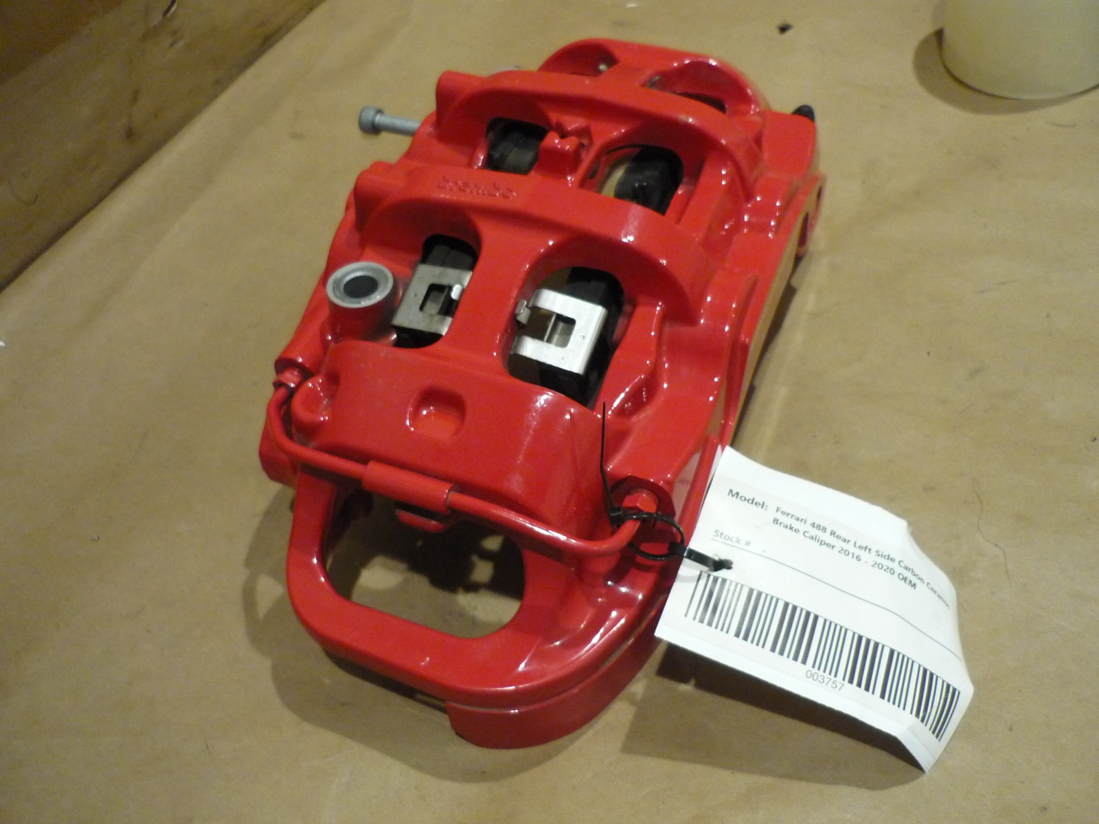 Ferrari 488 GTB,Spider - LH Rear Brake Caliper CCM - RED - P/N 319442
