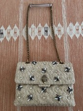 Kurt Geiger Raffia camel kensington bag bnwt, stunning embellished bees new,