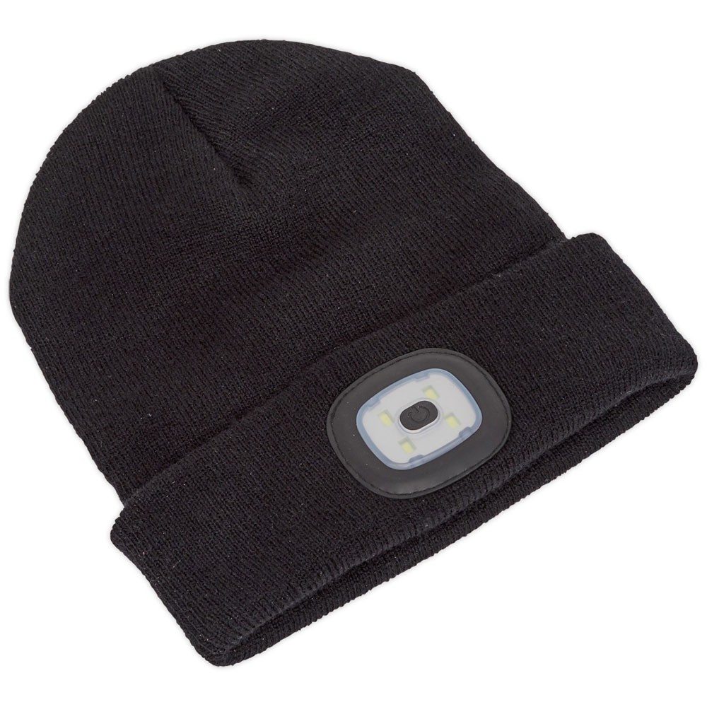 Sealey Beanie Hat 4 SMD LED USB Rechargeable