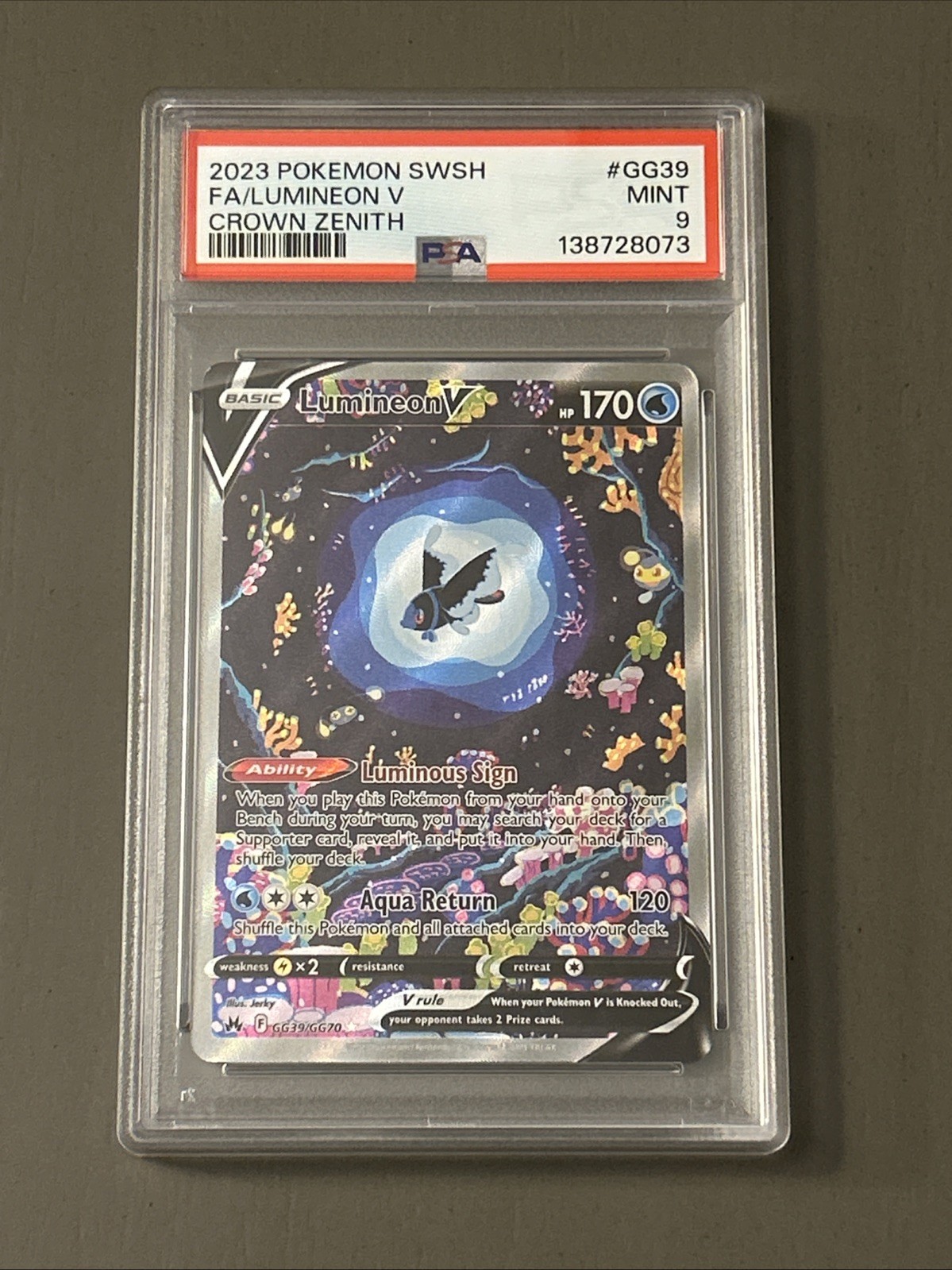 Pokemon TCG: Lumineon V GG39/GG70 Crown Zenith: Galarian Gallery Holo PSA 9