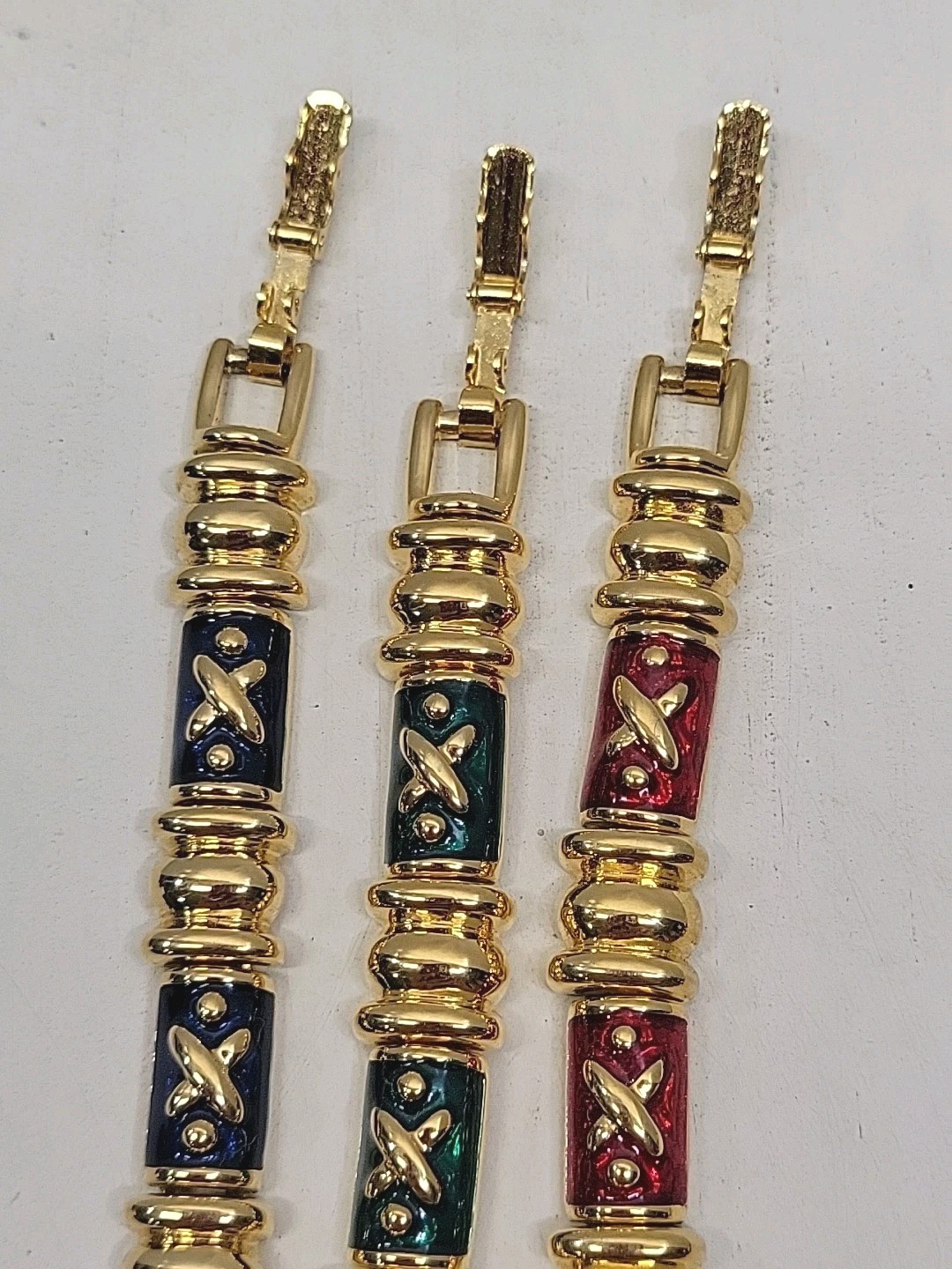 Joan Rivers X Pattern Enamel Link Braclets & Earr… - image 5