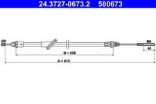 Bremsseil Seilzug Feststellbremse ATE 24.3727-0673.2 für FORD MAVERICK 16V 24V