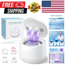 Dental Ultrasonic Retainer Cleaner Machine: 45kHz Dental Cleaning Pod with Di...