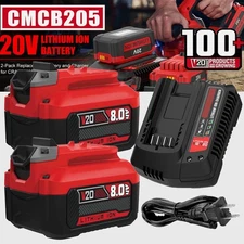 20V 8.0Ah For Craftsman V20 20 Volt MAX Lithium Battery CMCB204 CMCB202 /Charger