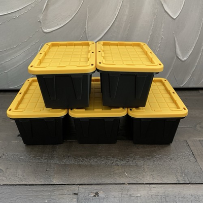 #ad 5 x Teeny Tote Mini Plastic Storage Totes New 2025 Lowe#x27;s Black Yellow $29.95