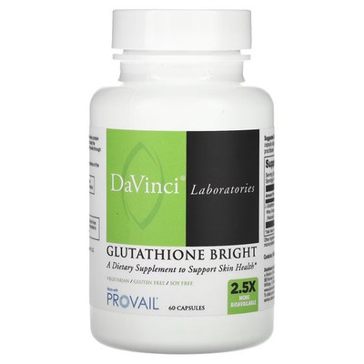 2 X DaVinci Laboratories of Vermont, Glutathione Bright , 60 Capsules