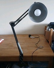 Adjustable Desk Lamp With Lamp  In Black And Silver - Preowned