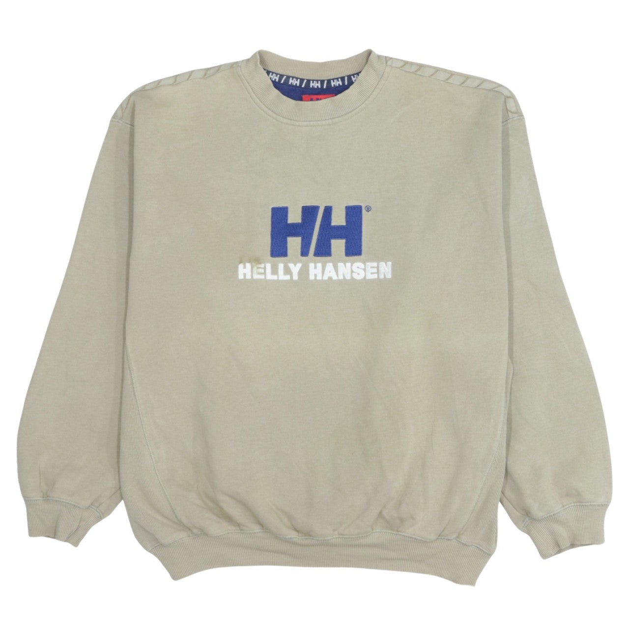 Sudadera Pullover Helly Hansen Para Hombre Beige Logo Cuello Redondo M