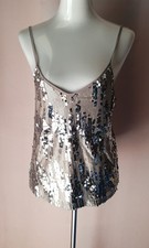 top tulle  donna elegante argento paillettes