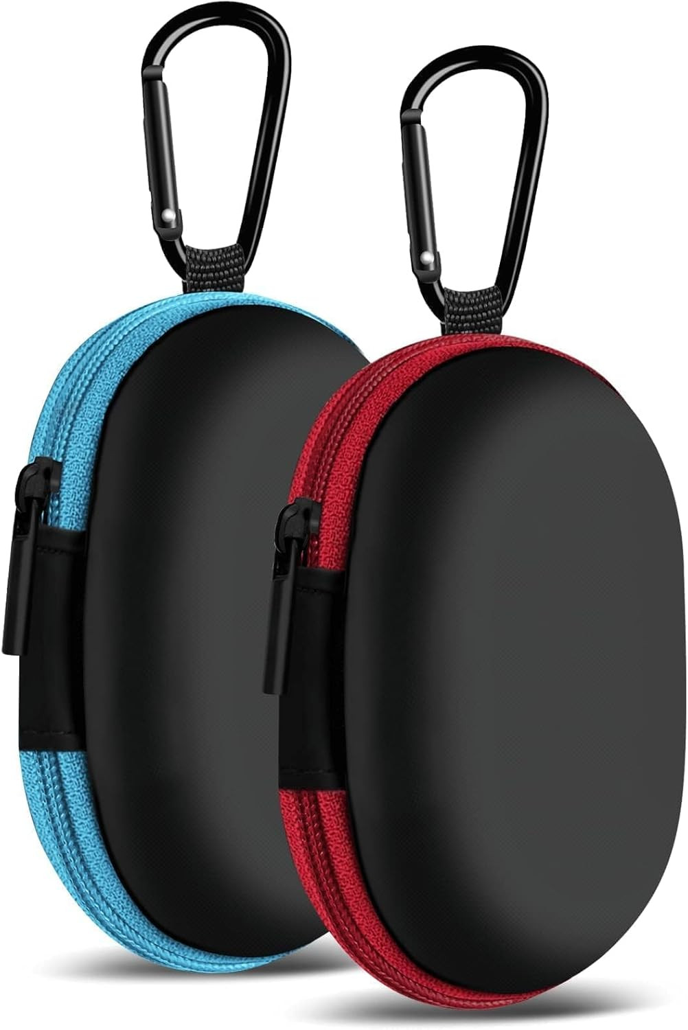for Earbuds Carrying Case, 2Pack, Red+Blue Small Oval Storage Cases, Portable St