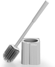 Toilet Brush and Holder Set, Silicone Toilet Bowl Cleaner Brush Bristles,