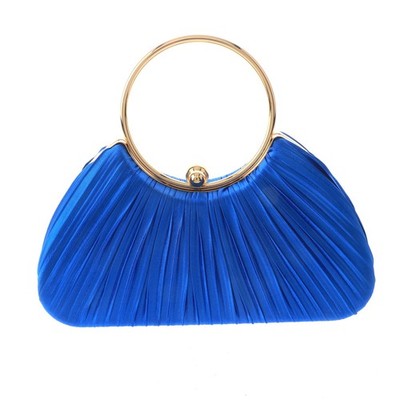 Gold Tone Metal Hardware Frame Fashion Satin Clutch Evening Bag TLX221-BLU