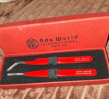 ADA Tweezers Set Of 2 Pinsettes M w/ Box Old Logo Aqua Design Amano