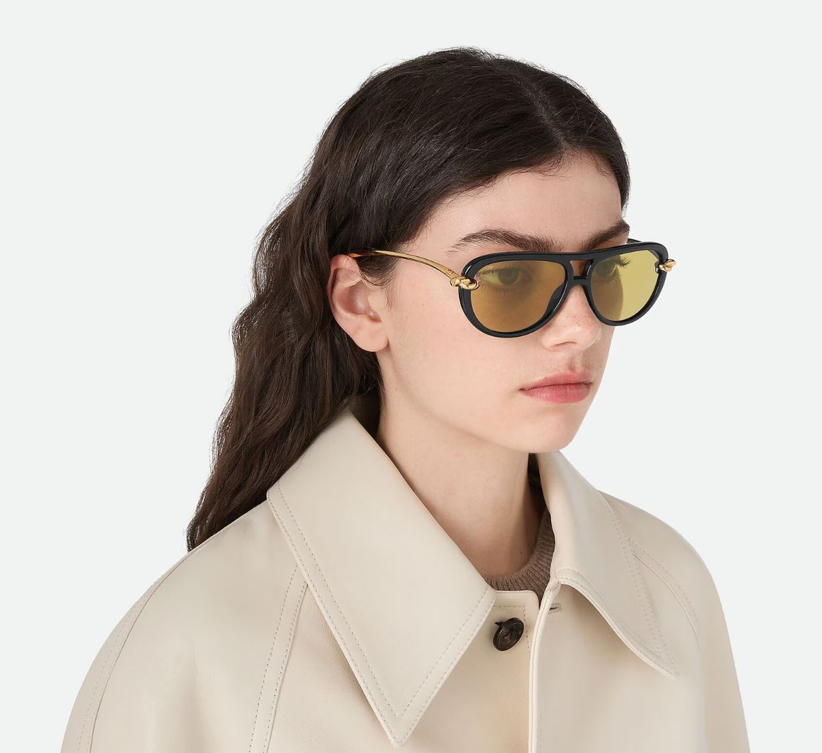 Bottega Veneta BV1418S Women Sunglasses Green/Gold Cat Eye  display picture 1