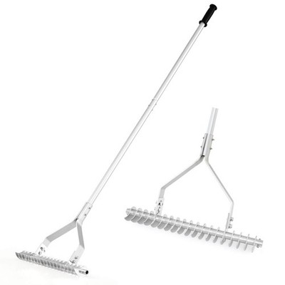 70'' Garden Thatch Rake with Long Handle & 19 Curved Tines