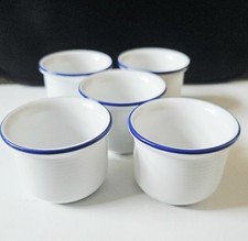5 Thomas-Rosenthal Group 2 oz. No Handle Creamer Condiment CUPS Trend Blue Rim
