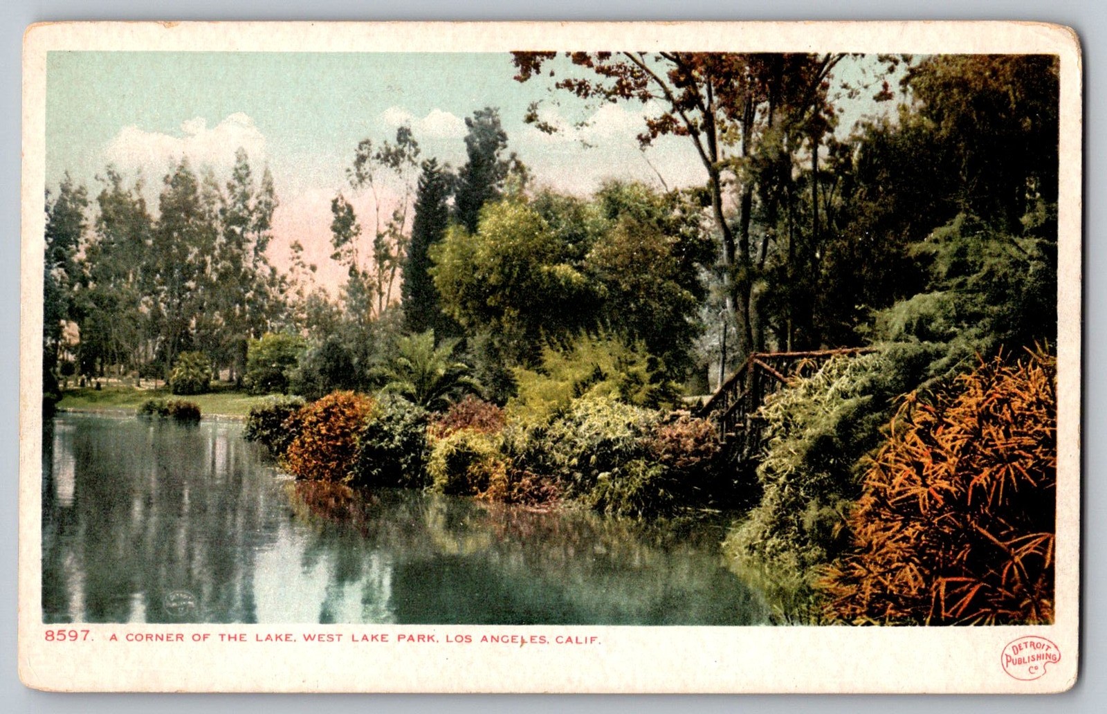 Postcard - A Corner Of The Lake, West Lake Park, Los Angeles, Ca