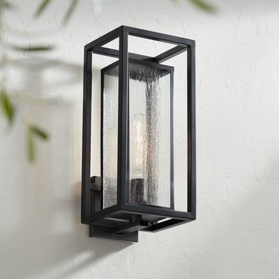 Possini Euro Amir 18'' High Black Outdoor Wall Light