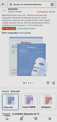 Biodance Hydro Cera-nol Facial Sheet Mask Hyaluronic Ceramide 1.19oz 4ct