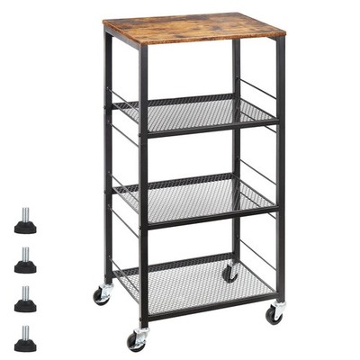 Kitchen Baker's Rack Microwave Cart 4-Tier Island Serving Bar Cart on Wheel I...